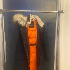 DNKY Faux Fir Hooded Lined Jacket